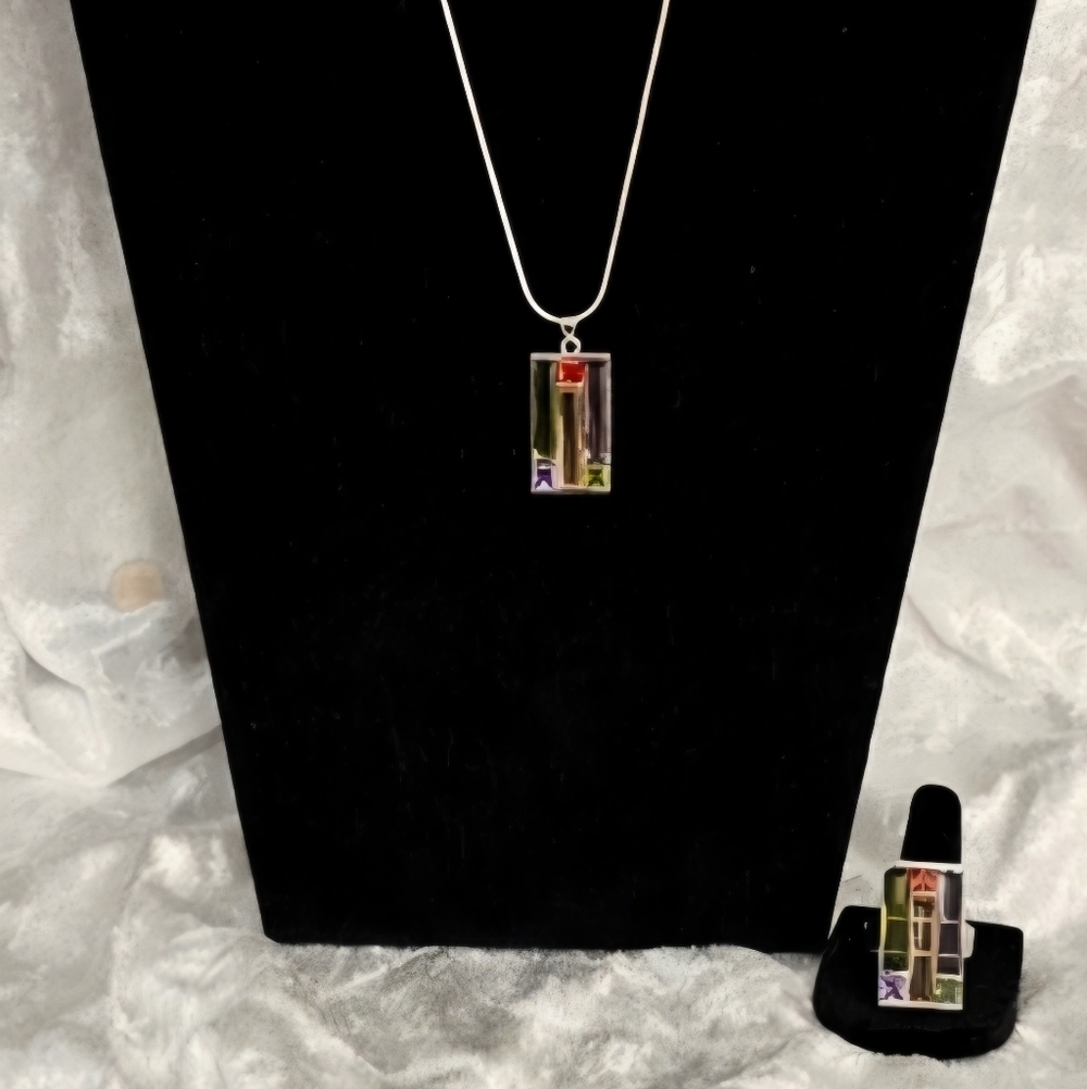 *NWOT* 925 Silver Pendant, Chain and Ring Set
